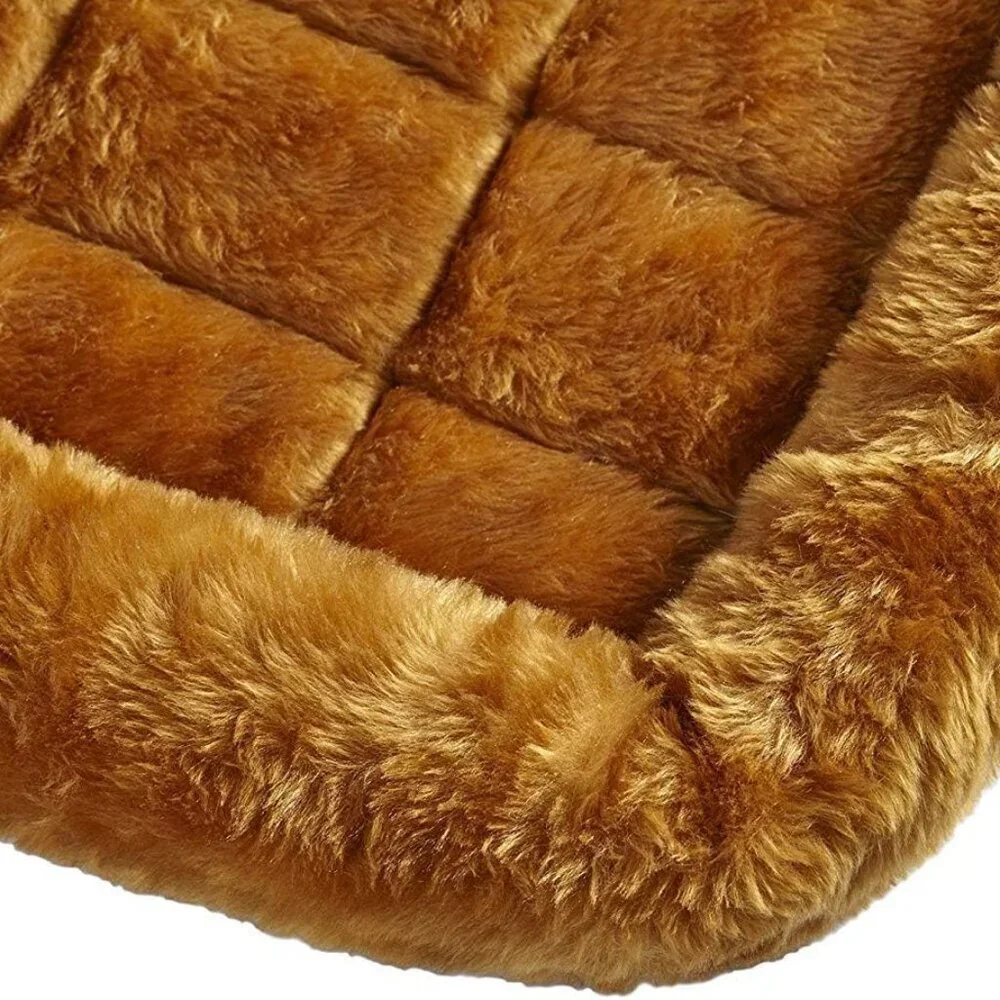 QuietTime Small Dog Bed Faux Fur Cinnamon Washable Travel Portable